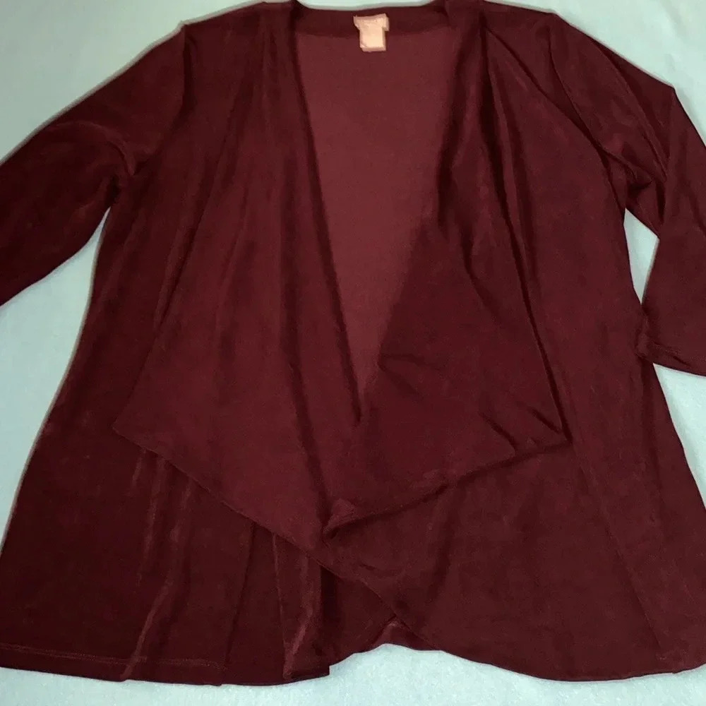 CHICO’S Travelers cardigan jacket open front waterfall style stretch NEW size 12
